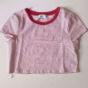 Super down striped tshirt red and white XS